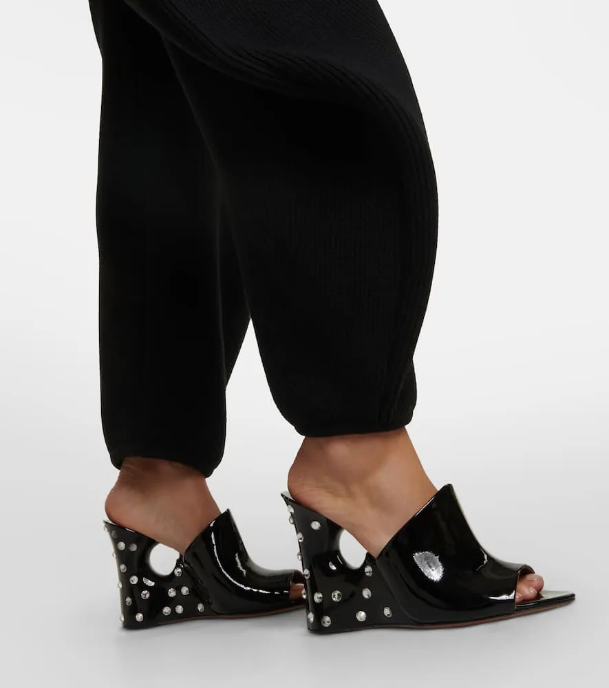 Alaia La Sculpture embellished patent leather mules