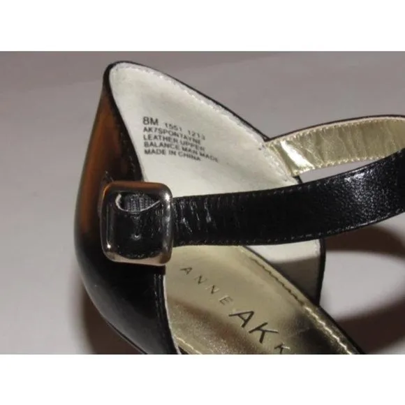 Anne Klein Black Leather Cutout Design Platforms