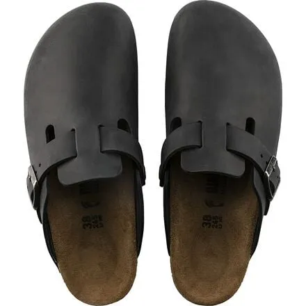 Boston men's Birkenstock leather clogs, color Black Oiled Leather