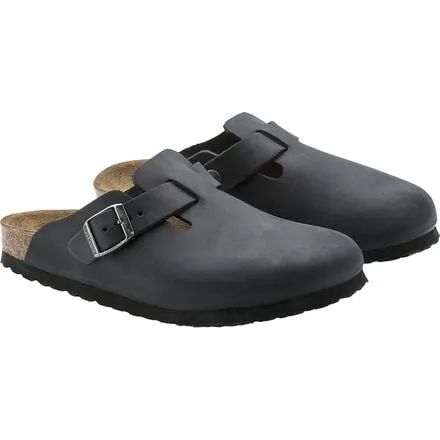 Boston men's Birkenstock leather clogs, color Black Oiled Leather