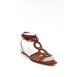 Dior Strappy Red & Orange Leather Gladiator Sandals
