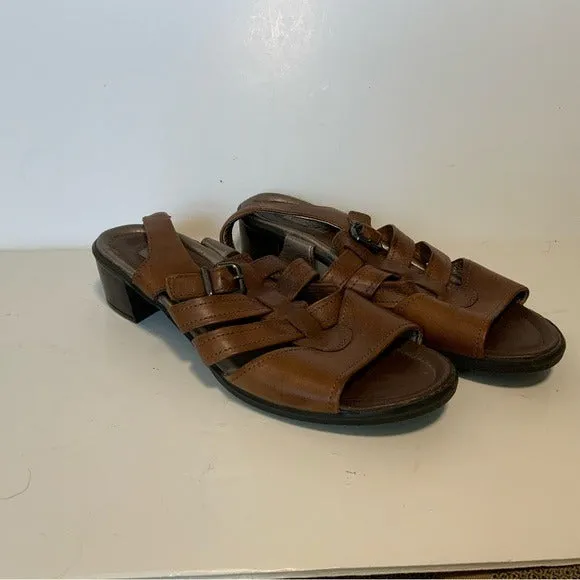 ECCO Camel Brown Strappy Open Toe Low Sandal