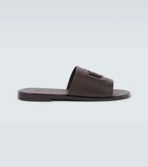 Leather slides dg Dolce&Gabbana, brown