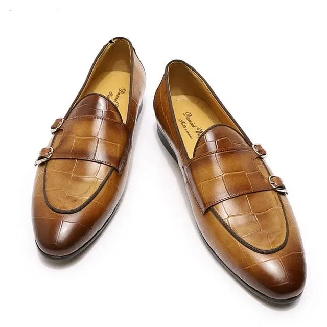 LuxeLeather Monk Strap Slip On Loafers