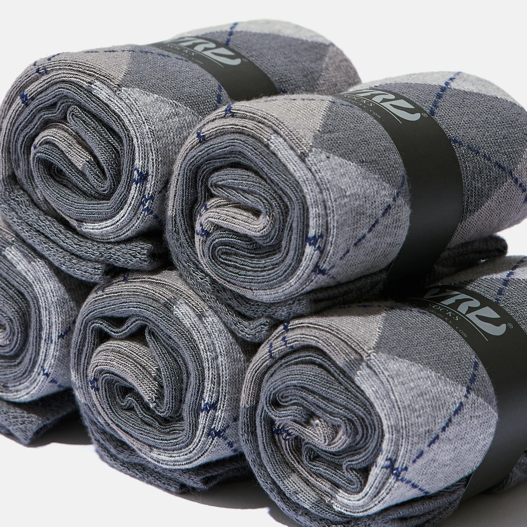 Men's Bamboo Dress Socks • Argyle Pack of 1/3/5 Pairs • Ocean Grey