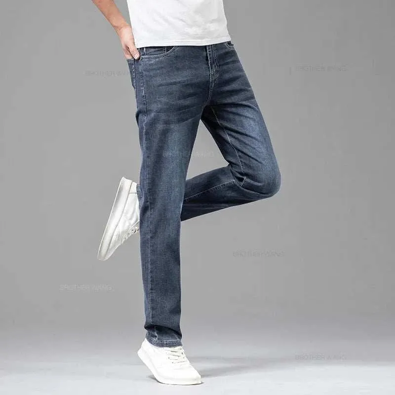 Men's Summer Gray Elastic Jeans