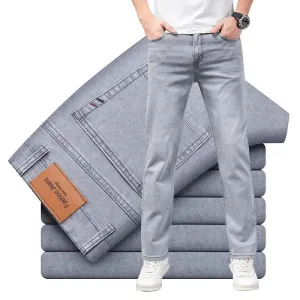 Men's Summer Gray Elastic Jeans