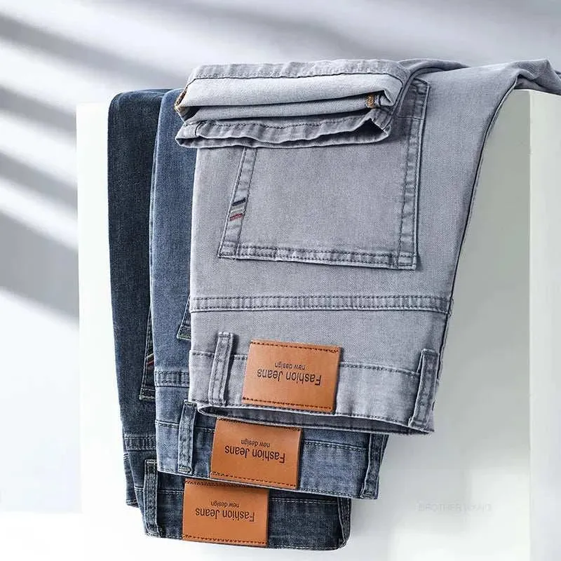 Men's Summer Gray Elastic Jeans