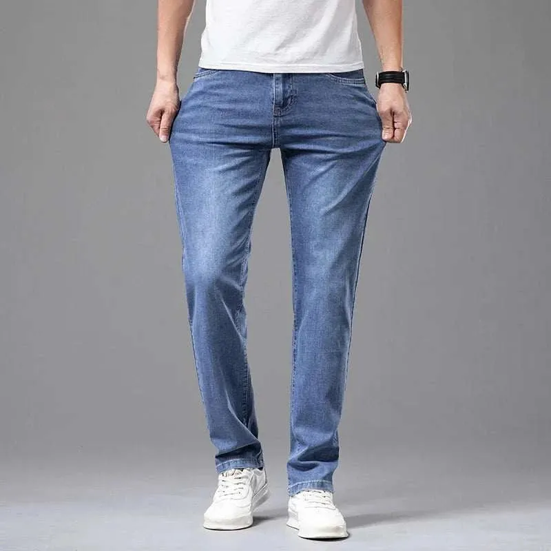 Men's Summer Gray Elastic Jeans