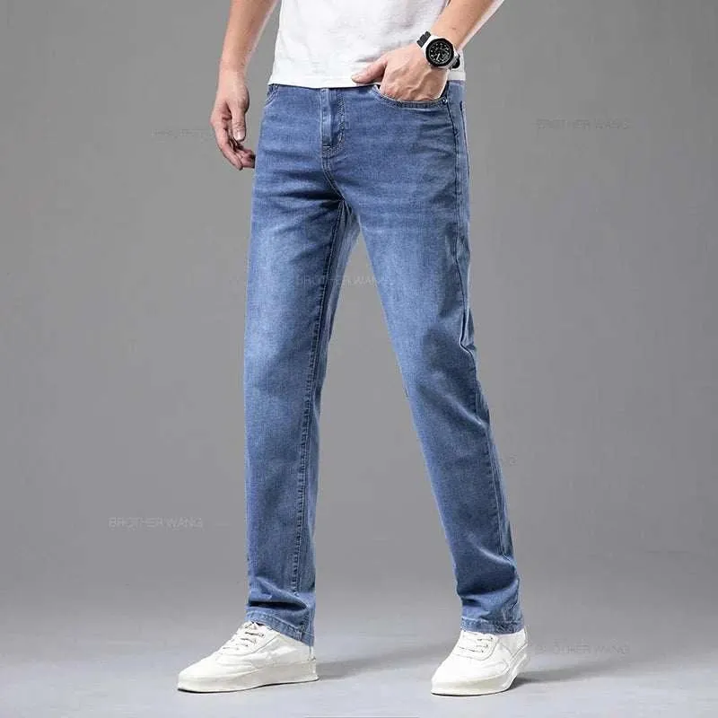 Men's Summer Gray Elastic Jeans