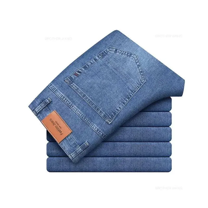 Men's Summer Gray Elastic Jeans