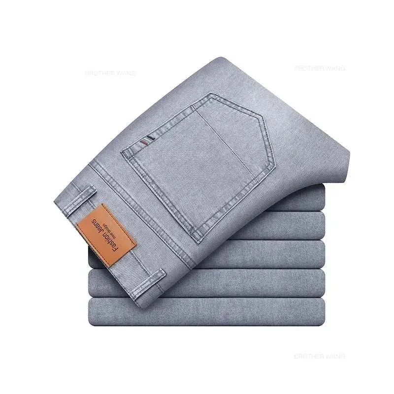 Men's Summer Gray Elastic Jeans