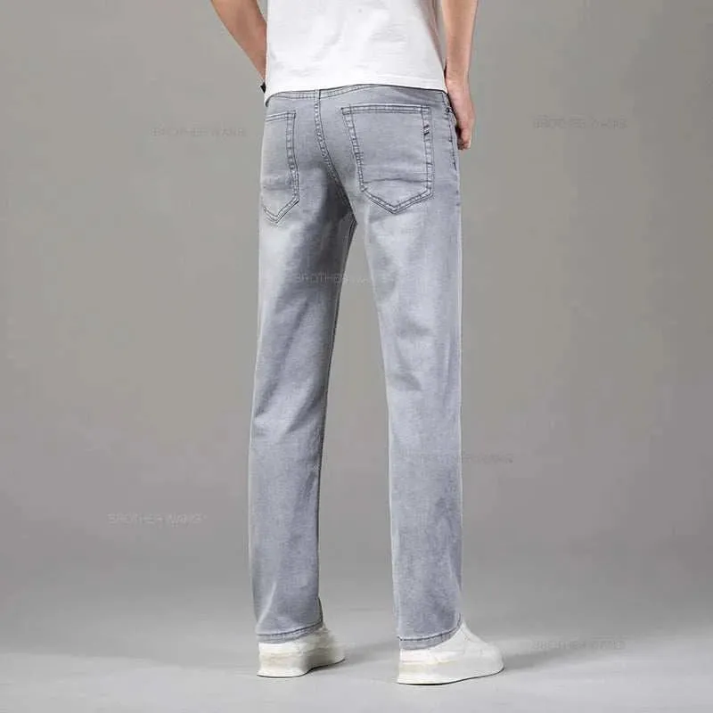 Men's Summer Gray Elastic Jeans