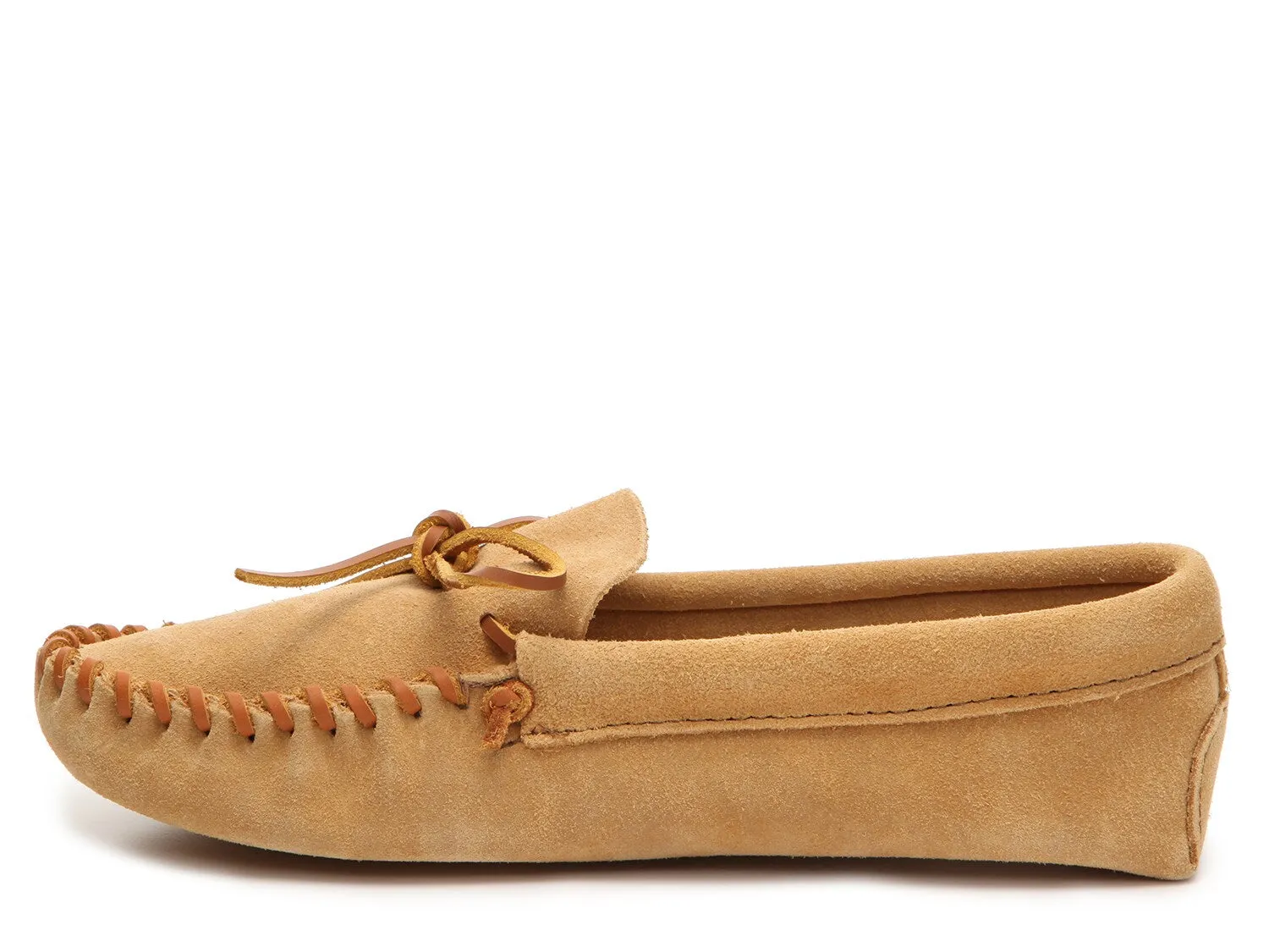Minnetonka Leather Laced Slippers, brown