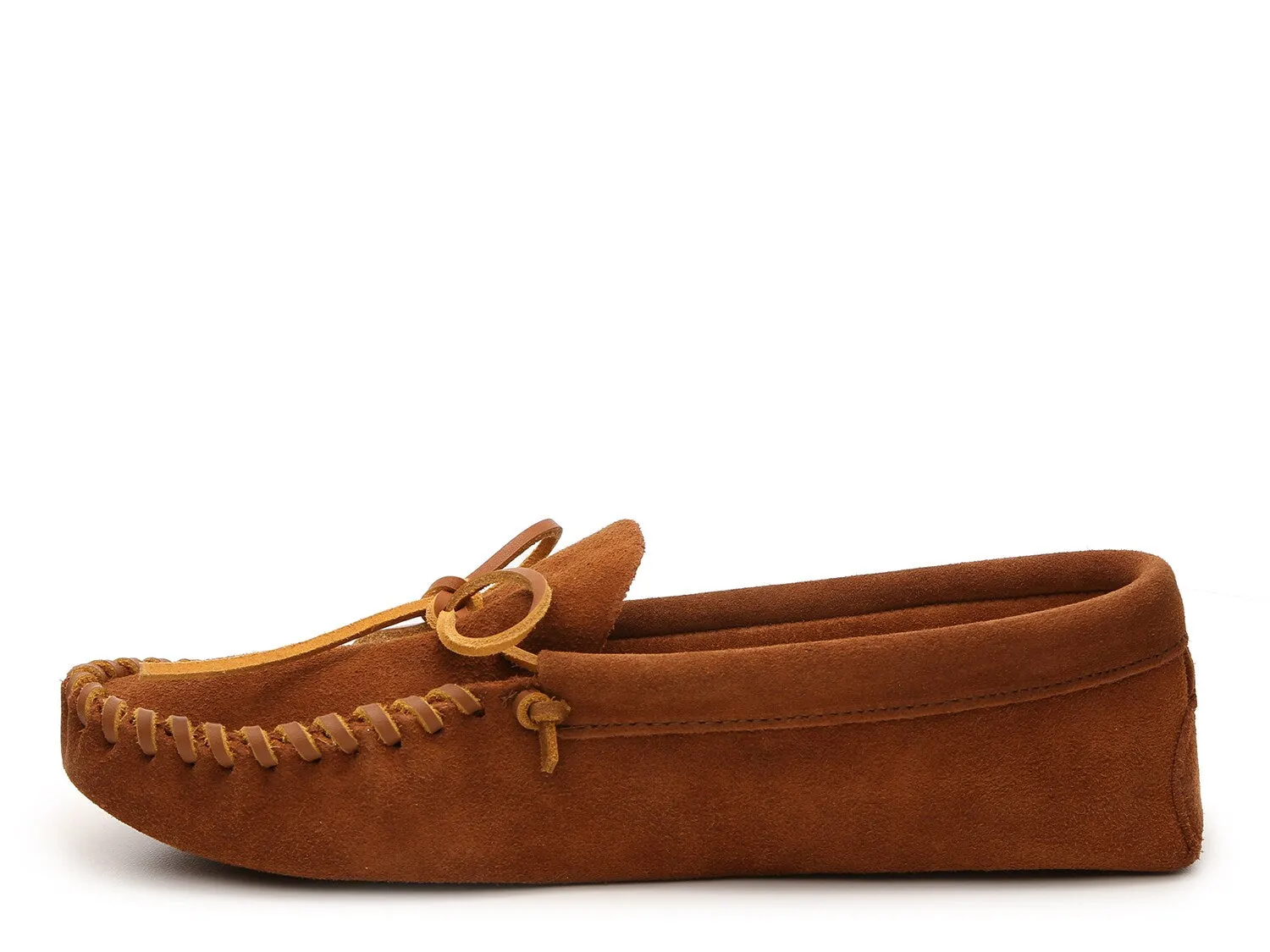 Minnetonka Leather Laced Softsole Slippers, brown