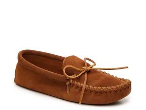 Minnetonka Leather Laced Softsole Slippers, brown