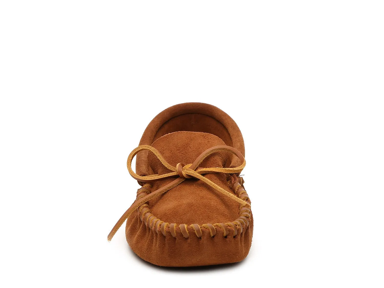 Minnetonka Leather Laced Softsole Slippers, brown