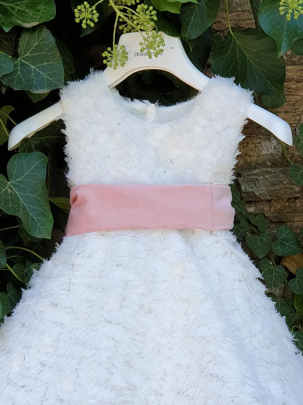 THEKLA asymmetric dress with pink velvet belt