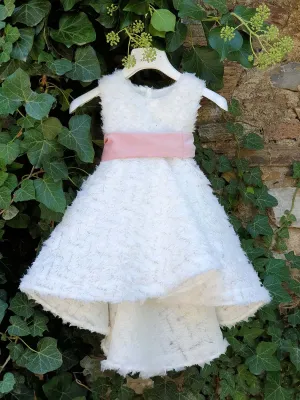 THEKLA asymmetric dress with pink velvet belt